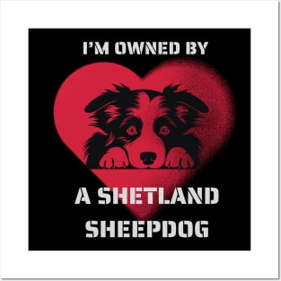 I am Owned by a Shetland Sheepdog  Gift for Sheltie  Lovers Posters and Art